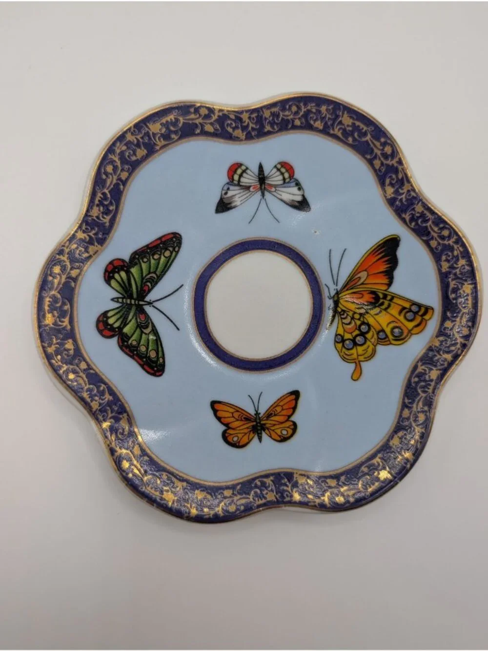 Vintage Porcelain Butterfly Demitasse Tea Cup & Saucer Set by Baum Brothers